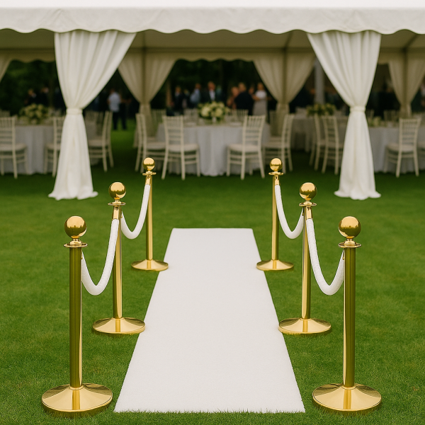 Gold and white bundle - beautiful for weddings or elegant night - white ropes and aisle runner look stunning at your event - Lovely Jubbly Events and Party Hire