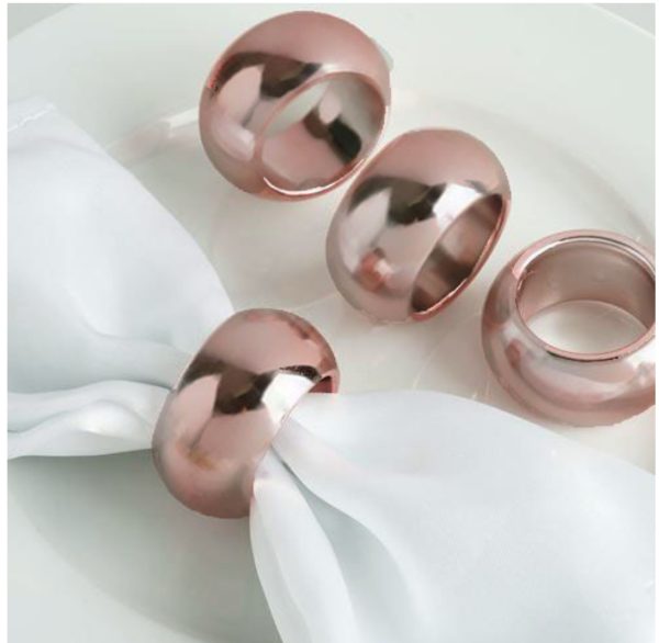6 Pack Polished Napkin Rings - Gold, Rose Gold, Silver, Black or Red