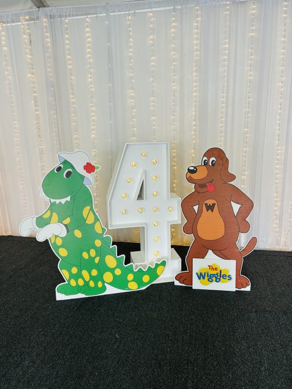 The Wiggles party props for hire Brisbane Virginia kids birthday cutout Dorothy dinosaur wags the dog The Wiggles