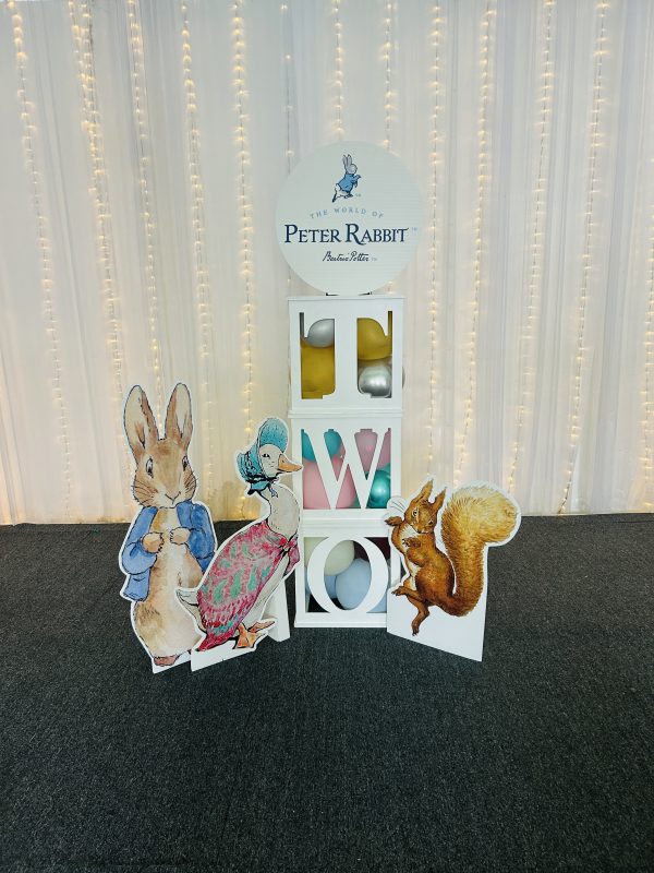 Peter Rabbit corflute cutouts Brisbane virginia north side party hire baby shower balloon blocks