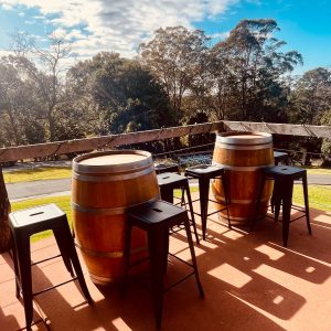 4 Seater Wine Barrel & Stools BUNDLE - Black or White stools