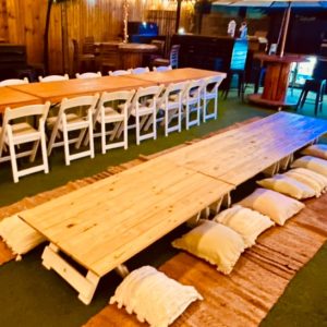 6 Seater Picnic Table & Rugs BUNDLE  -  White, Rustic or Black