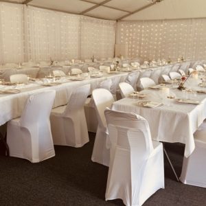 100 Seater Tables, Chairs & all covers BUNDLE - Black or White