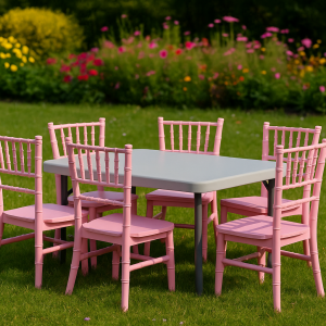 Children’s Tiffany chairs & Table BUNDLE for 6ppl -  Pink, White or Blue