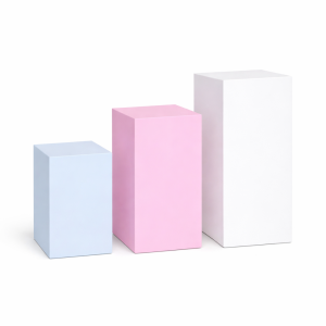 3 x Wooden rectangle plinths - 3 colours