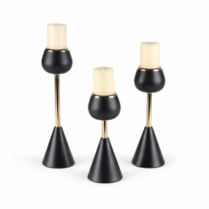 Centrepiece- Black & Gold 3 piece Candlesticks