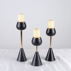 Centrepiece- Black & Gold 3 piece Candlesticks