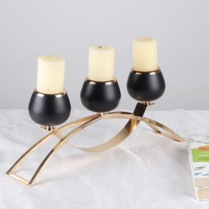 Centrepiece- Black & Gold 3 arm candelabra