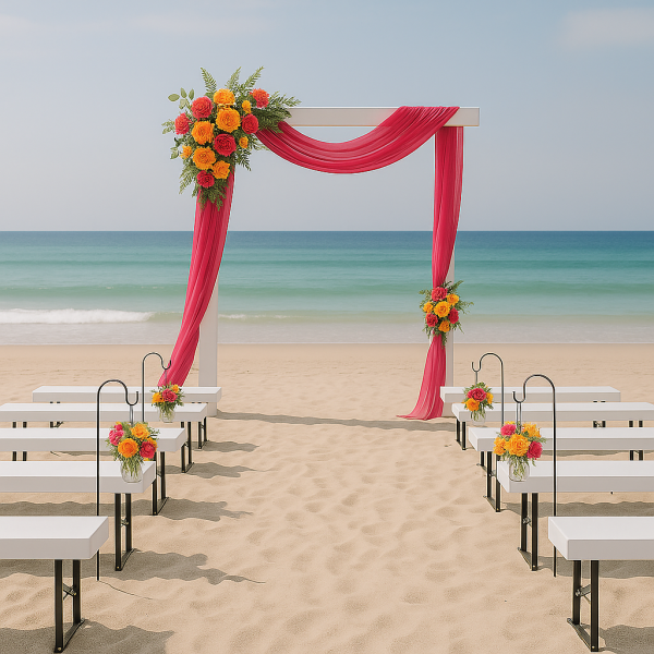 Ceremony package wedding pews / benches and arbour $300 DIY HIRE Lovely Jubbly events brisbane