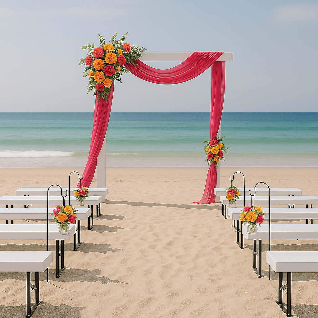 Ceremony package wedding pews / benches and arbour $300 DIY HIRE Lovely Jubbly events brisbane