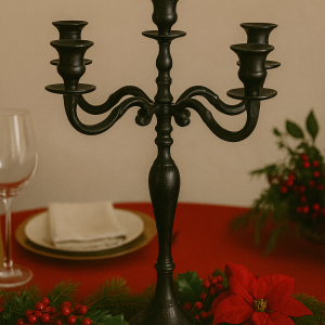 5 Arm Candelabra with or without led candles  - Silver or Black