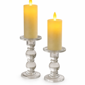 2 pack glass candle holders with candles