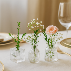 3 pack of small vases with florals