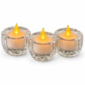 3 pack crystal holders with tealight candles