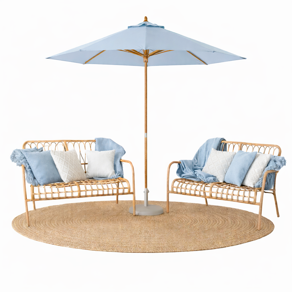 Rattan Lounge Set with Umbrella & Rug - Image 8