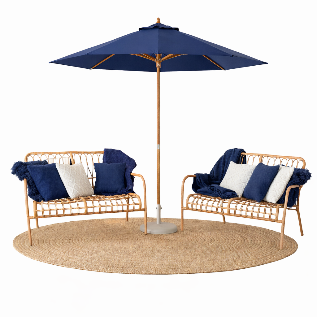 Rattan Lounge Set with Umbrella & Rug - Image 4