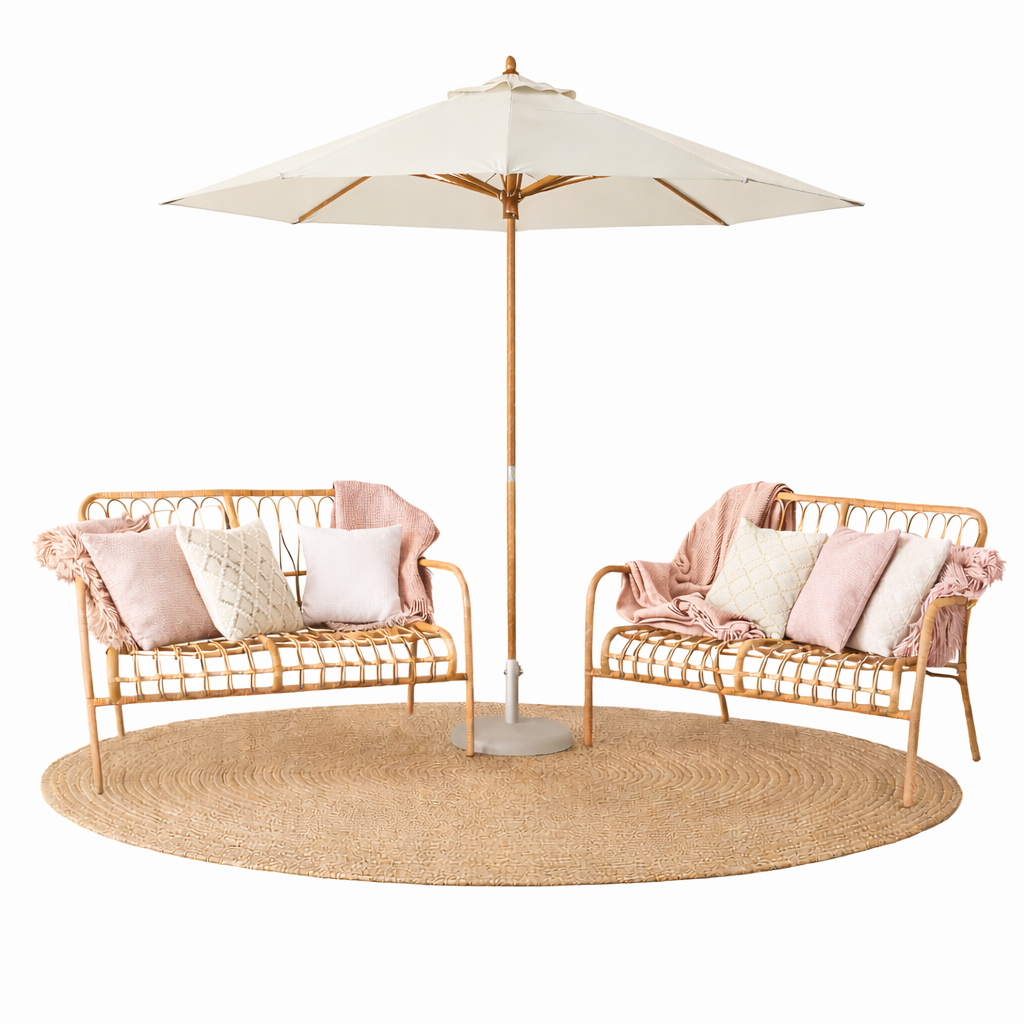 Rattan Lounge Set with Umbrella & Rug - Image 7