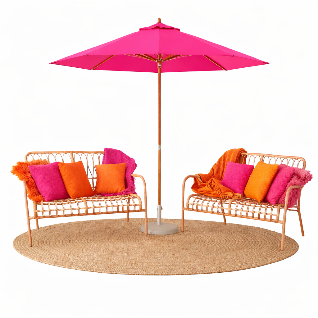 Rattan Lounge Set with Umbrella & Rug - Image 5